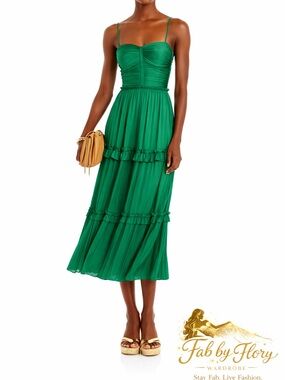 AQUA
Ruched Top Midi Dress
Green Tiered Spaghetti-Strap Midi Dress